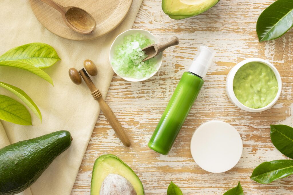 natural green avocado products beauty health spa concept